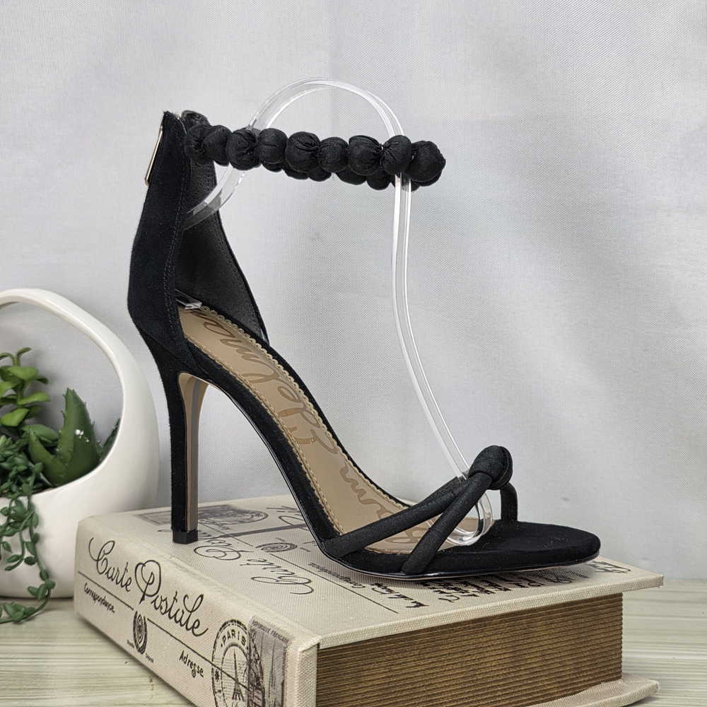 Sam Edelman Aria Black Knotted Ankle-Strap High Heel Sandal Size 7